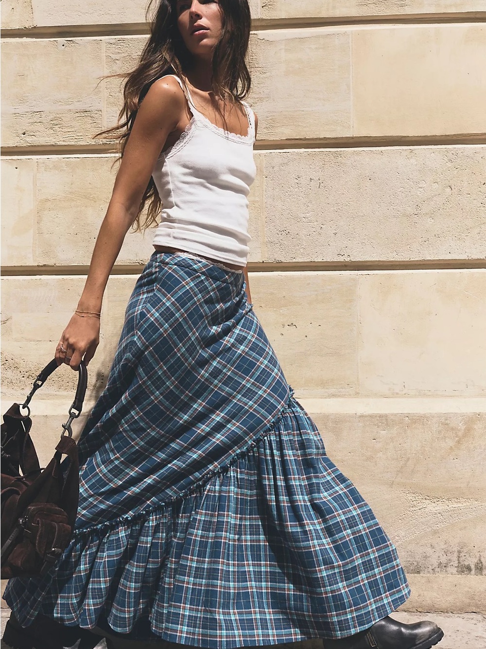 Free People Emberwood Flannel Maxi Skirt